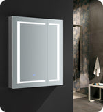 Fresca Spazio 30`` Wide x 36`` Tall Bathroom Medicine Cabinet w/ LED Lighting & Defogger