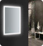 Fresca Angelo 24`` Wide x 36`` Tall Bathroom Mirror w/ Halo Style LED Lighting and Defogger
