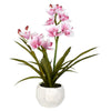 Vickerman FN180702 26" Artificial Pink Orchid Arranged in a White Ceramic Pot