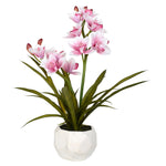 Vickerman FN180702 26" Artificial Pink Orchid Arranged in a White Ceramic Pot