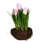 Vickerman FO194509 9" Artificial Pink Potted Tulip, Pack of 2