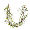 Vickerman FQ191012 66" Artificial White Cotton Mixed Greenery Garland