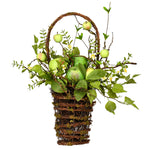 Vickerman FQ191321 21" Artificial Green Apples Mixed Twig Hang Basket