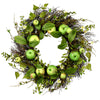 Vickerman FQ191322 22" Artificial Green Apples Mixed Twig Wreath