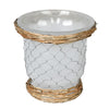 Vickerman FQ194009 7.3" Frosted Glass Vase Chicken Wire Wicker