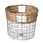 Vickerman FQ195510 10.5" Round Wire Basket with Woven Bamboo