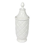 Vickerman FQ196518 18.5" White Ceramic Container with Lid