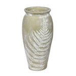 Vickerman FQ197911 11" Laurel Green Vase White Fern Pattern