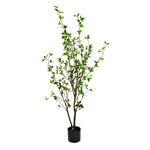 Vickerman FU191560 48" Artificial Potted Baby Leaf Tree in Black Planters Pot