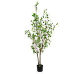 Vickerman FU191572 72" Artificial Potted Baby Leaf Tree in Black Planters Pot