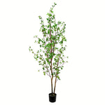 Vickerman FU191584 84" Artificial Potted Baby Leaf Tree in Black Planters Pot
