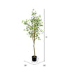 Vickerman FU191672 72" Artificial Potted Milan Leaf Tree in Black Planters Pot