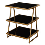 Uttermost 24617 Garrity Black Iron Accent Table with Tampered Glass Shelves