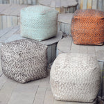 Valda Aqua Wool Pouf