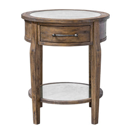 Uttermost Raelynn Wood Lamp Table with Javawood and antique mirror