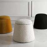 Modern square ottoman in white fabric upholstery