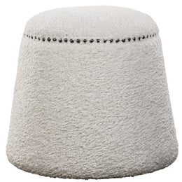 Uttermost Gumdrop White Ottoman with upholstered fabric seat