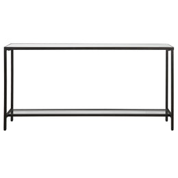 Black Entryway Console with Tempered Glass Shelf