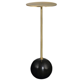 Glam Marble Drink Table – Small Round Brass Top Accent