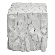 Uttermost Teak Root White Bunching Cube made of solid teak wood