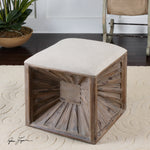 Stylish contemporary wooden ottoman with foam padding
