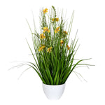 Vickerman FV190322 22.5" Artificial Potted Yellow Cosmos & Green Grass