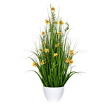 Vickerman FV190331 31" Artificial Potted Yellow Cosmos & Green Grass