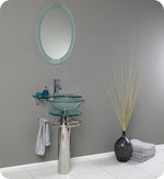 Fresca Ovale 24`` Modern Glass Bathroom Vanity With Frosted Edge Mirror