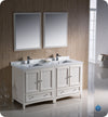 Fresca Oxford 60`` Mahogany Traditional Double Sink Bathroom Vanity