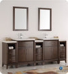 Fresca Cambridge 84`` White Double Sink Traditional Bathroom Vanity With Mirrors