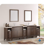 Fresca Cambridge 96`` White Double Sink Traditional Bathroom Vanity With Mirrors