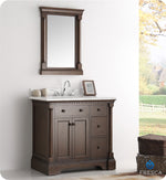 Fresca Kingston 37`` Antique Silver Traditional Bathroom Vanity With Mirror