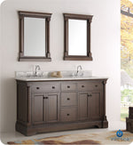 Fresca Kingston 61`` Antique Silver Double Sink Traditional Bathroom Vanity With Mirrors