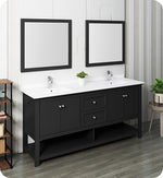 Fresca Manchester 72`` White Traditional Double Sink Bathroom Vanity With Mirrors