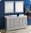 Fresca Windsor 60`` Matte White Traditional Double Sink Bathroom Vanity With Mirrors