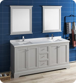 Fresca Windsor 72`` Matte White Traditional Double Sink Bathroom Vanity With Mirrors