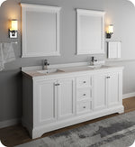 Fresca Windsor 72`` Matte White Traditional Double Sink Bathroom Vanity With Mirrors