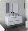 Fresca FVN31-2424RWH Formosa 48" Wall Hung Double Sink Modern Bathroom Vanity