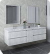 Fresca FVN31-301230RWH Formosa 72" Wall Hung Double Sink Modern Bathroom Vanity