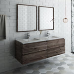Fresca FVN31-3030ACA Formosa 60" Wall Hung Double Sink Modern Bathroom Vanity