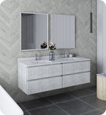Fresca FVN31-3030RWH Formosa 60" Wall Hung Double Sink Modern Bathroom Vanity