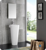 Fresca Messina 16`` White Pedestal Sink w Medicine Cabinet - Modern Bathroom Vanity