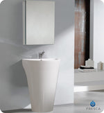 Fresca Parma 24`` White Pedestal Sink With Medicine Cabinet - Modern Bathroom Vanity