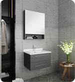 Fresca FVN6124GR-UNS Lucera 24" Gray Wall Hung Undermount Sink Bathroom Vanity