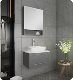 Fresca FVN6124GR-VSL Lucera 24"Gray Wall Hung Vessel Sink Modern Bathroom Vanity