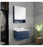 Fresca FVN6124RBL-UNS Lucera 24" Blue Wall Hung Undermount Sink Bathroom Vanity