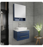 Fresca FVN6124RBL-VSL Lucera 24"Royal Blue Wall Hung Vessel Sink Bathroom Vanity