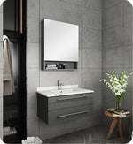 Fresca FVN6130GR-UNS Lucera 30" Gray Wall Hung Undermount Sink Bathroom Vanity