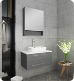 Fresca FVN6130GR-VSL Lucera 30"Gray Wall Hung Vessel Sink Modern Bathroom Vanity