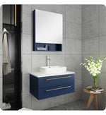 Fresca FVN6130RBL-VSL Lucera 30"Royal Blue Wall Hung Vessel Sink Bathroom Vanity